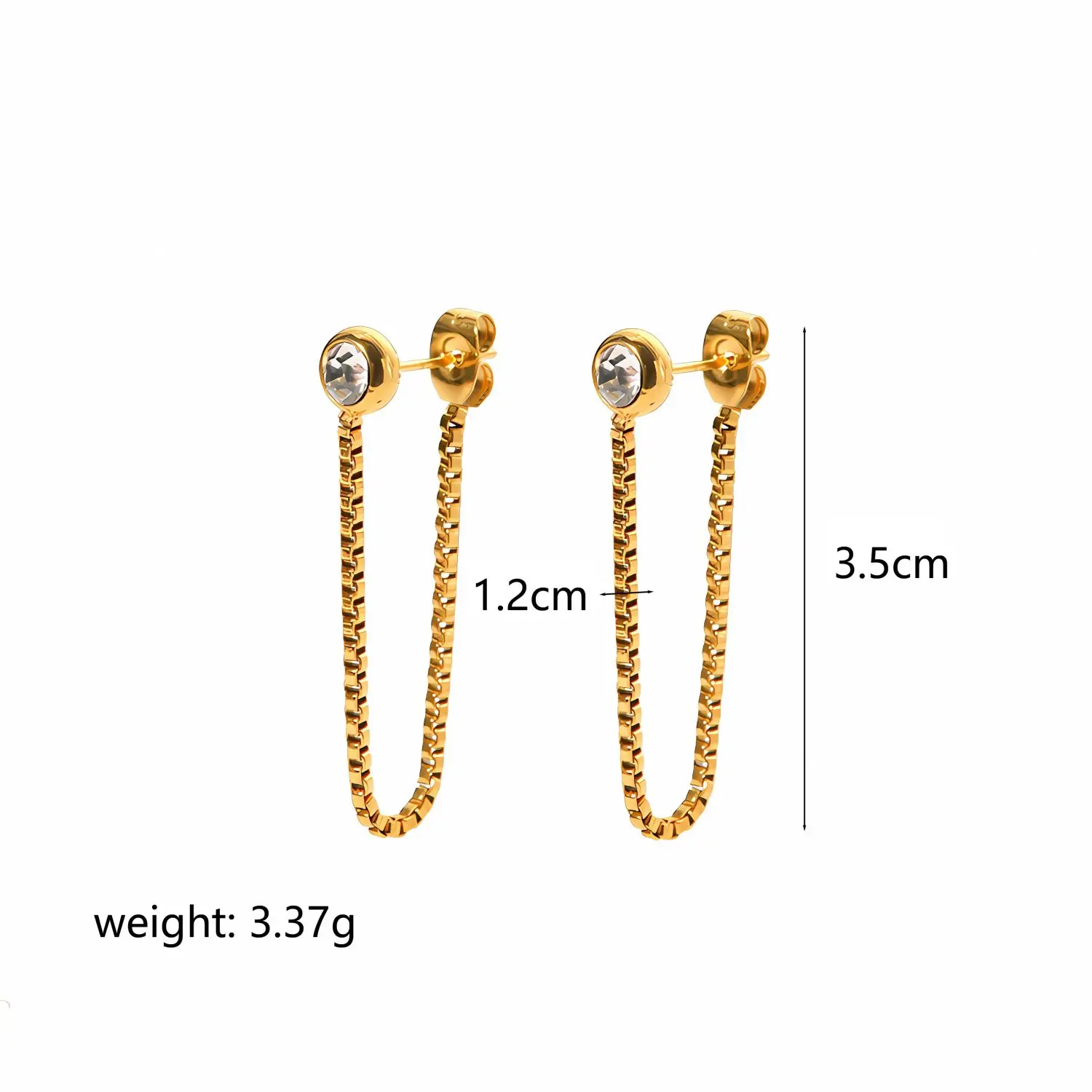 1 paar eenvoudige vintage stijl tassel roestvrij staal 18K goud vergulde ingelegd strass dames oorknopjes h5 Afbeelding2